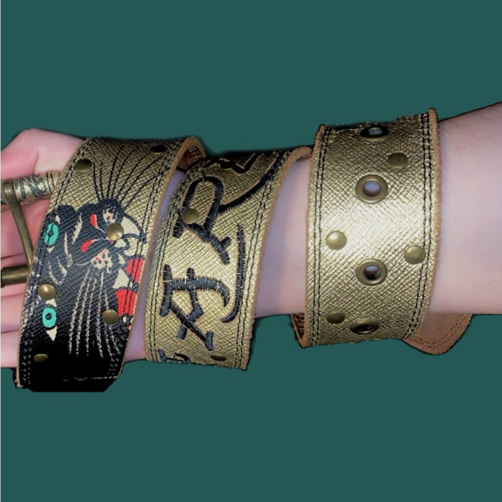 Ed Hardy Gold and Black Men's Belt